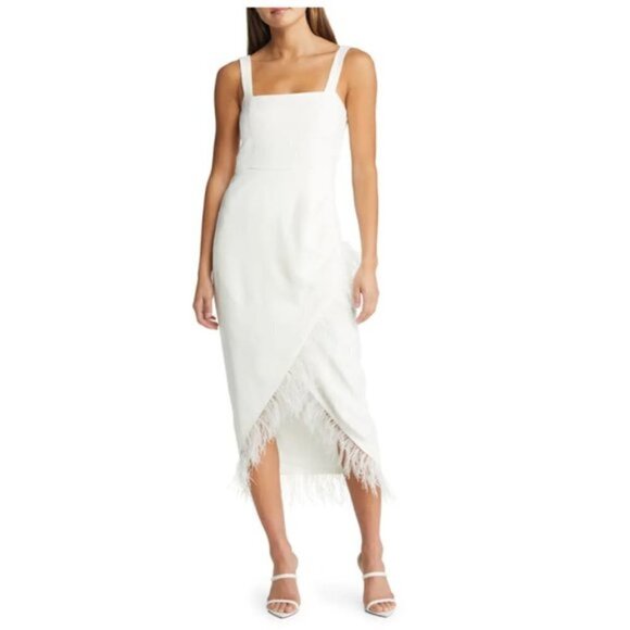 SAYLOR Caylin Faux Wrap Sheath Dress in Wedding White Size X-Small - Picture 9 of 11